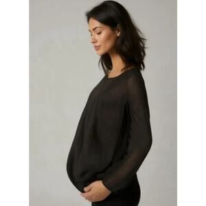 BumpStart Maternity Black Long Sleeve Top Size M Side Ruching Soft Stretch